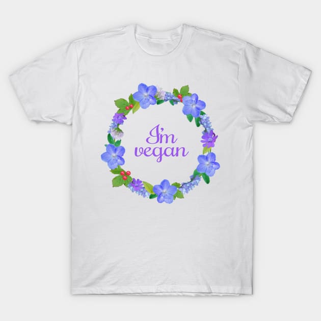 Vegan flower wreath T-Shirt by Purrfect